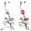 Belly Ring with dangling jeweled unicorn
