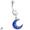 Belly ring with dangling moon with stars