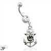 Belly Ring with Dangling Skull Anchor