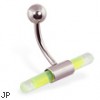 Belly ring with glow stick holder