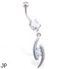 Belly ring with jeweled dangle
