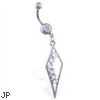 Belly ring with jeweled triangle dangle