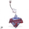 Belly Ring with official licensed MLB charm, Atlanta Braves