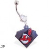 Belly Ring with official licensed MLB charm, Cleveland Indians