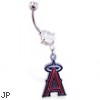 Belly Ring with official licensed MLB charm, Los Angeles Angels