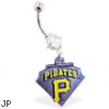 Belly Ring with official licensed MLB charm, Pittsburgh Pirates