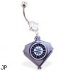 Belly Ring with official licensed MLB charm, Seattle Mariners