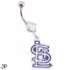 Belly Ring with official licensed MLB charm, St. Louis Cardinals