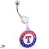 Belly Ring with official licensed MLB charm, Texas Rangers