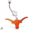 Belly Ring with official licensed NCAA charm, University of Texas Longhorns