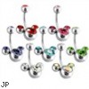 Belly Ring with Triple Bubble Gems