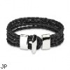Black Braided Leather 4 Strings Bracelet