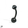 Black notched ball belly button ring