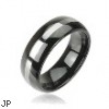 Black tungsten carbine ring with polished center stripe