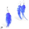 Blue Feather Belly Ring and Earring Set