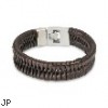 Brown Leather Bracelet With Locking Braided Scale Design