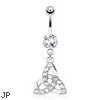 Celtic Knot with Paved Gems Dangle Surgical Steel Navel Ring