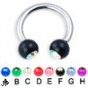 Circular barbell with acrylic jeweled balls, 12 ga