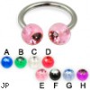 Circular barbell with acrylic jeweled balls, 14 ga