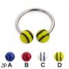 Circular barbell with double striped balls, 16 ga