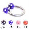 Circular barbell with multi-gem acrylic colored balls, 12 ga