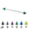 Colored cone long barbell (industrial barbell), 14 ga