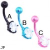 Colored titanium anodized double jeweled belly ring