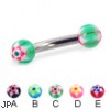 Curved barbell with acrylic star balls, 10 ga