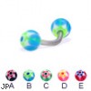Curved barbell with acrylic star balls, 14 ga