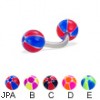 Curved barbell with balloon balls, 14 ga