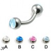 Curved barbell with cabochon balls, 12 ga
