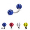 Curved barbell with double striped balls, 16 ga