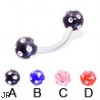Curved barbell with multi-gem acrylic colored balls, 14 ga