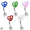 Curved barbell with peace heart top, 16 a