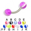 Curved barbell with striped balls, 14 ga