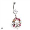 Dangling Wreath of Multi CZ with Ribbon Belly Ring