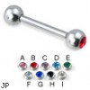 Double jeweled straight barbell, 12 ga