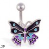 Fancy colorful butterfly belly ring