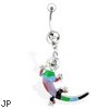 Fancy Multi Colored Lizard Belly Ring with Clear & AB Gems
