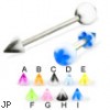 Flower ball and cone straight barbell, 14 ga