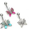 Frosted gem butterfly navel ring