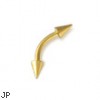 Gold Tone eyebrow ring with cones, 16 ga
