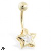 Gold Tone jeweled star belly ring