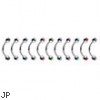 Grade 23 Solid titanium curved barbell with jeweled balls, 16 ga