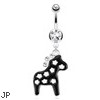 Horse Decorated with White Stars And Gemmed Mane Surgical Steel Navel Ring