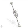 Industrial straight barbell with brass knuckle, 14 ga