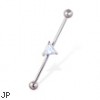 Industrial straight barbell with jeweled triangle, 14 ga