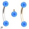 Internally Threaded Curved Barbells With Blue Opals