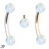 Internally Threaded Curved Barbells With White Opals