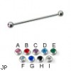 Jeweled ball long barbell (industrial barbell), 14 ga